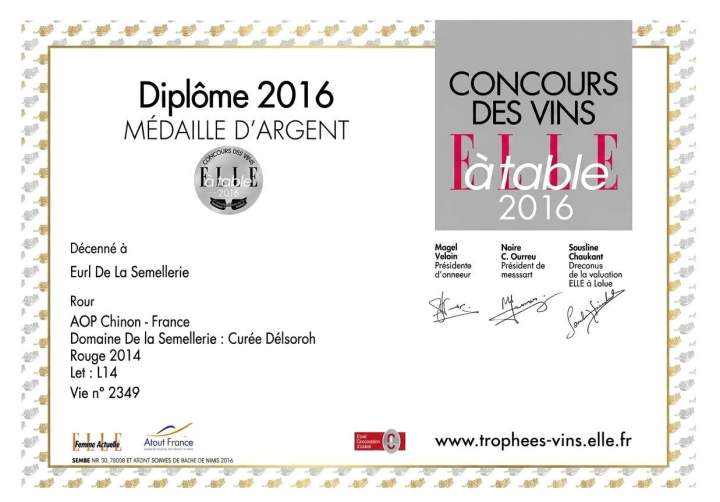Diplôme – Médaille d’argent 2016