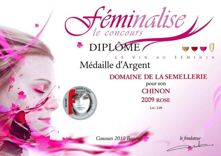 Diplôme certifie qu'un Chinon Rosé 2009