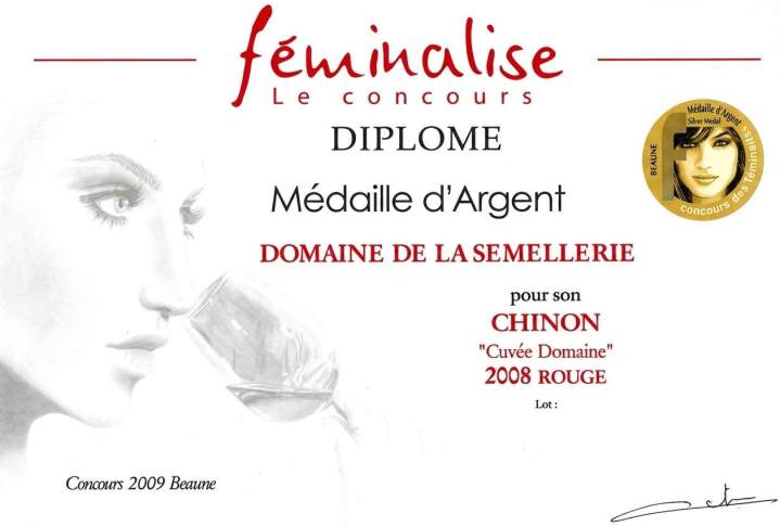 Diplôme attestant une médaille d’argent au Domaine de la Semellerie