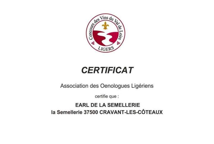  certificat délivré par l'Association des Œnologues Ligériens
